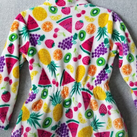 Childrens Size 7/8 Bath Robe Plush Soft Vibrant Fruit Whimsical Kawaii Pockets - Picture 8 of 11